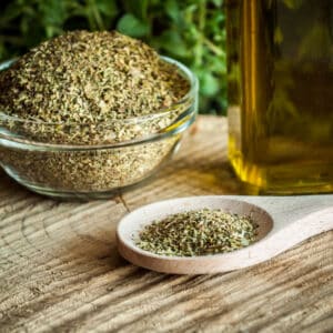 Dried oregano on a table.